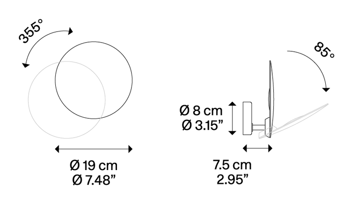 Puzzle Round Wall Lamp by Lodes, size drawing: Puzzle Round single