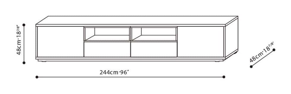 Pixel Cabinet by Camerich, size drawing: C0400203 + B4100203.20 (Low feet)