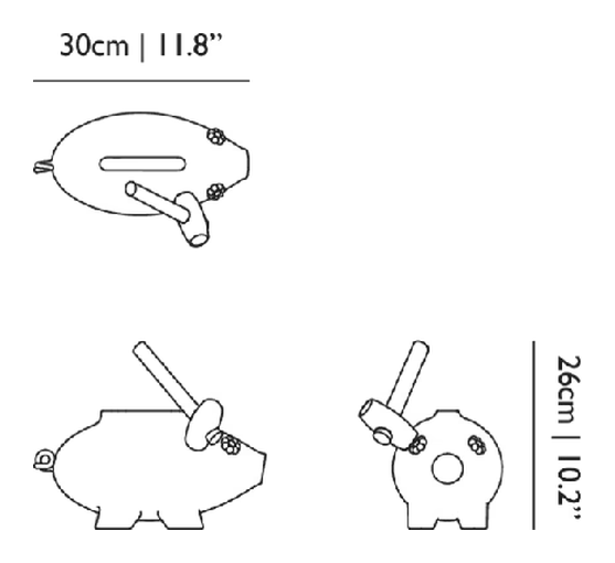 The Killing of the Piggy Bank Vase by Moooi, size drawing