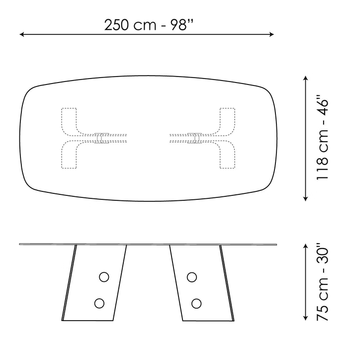 Botón Dining Table by Bonaldo, size drawing 2