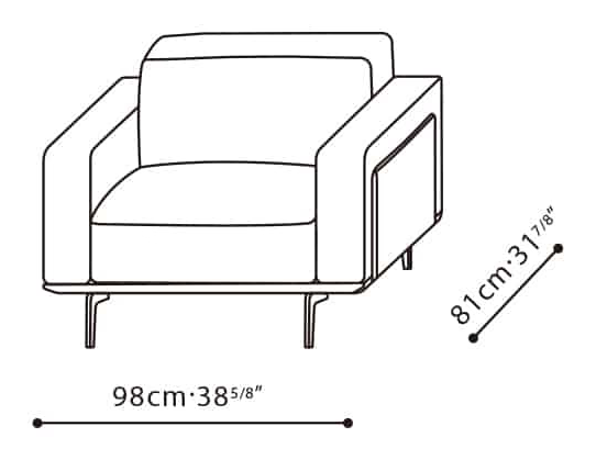 Moda Sofa by Camerich, size drawing: C01G0201