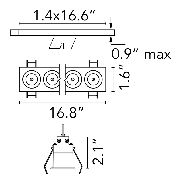 Light Shadow Trim Downlight by Flos, size drawing: Light Shadow Fixed Trim 12 Spots