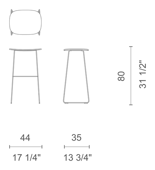 Morrison Stool by Cappellini, size drawing: HP_12BL