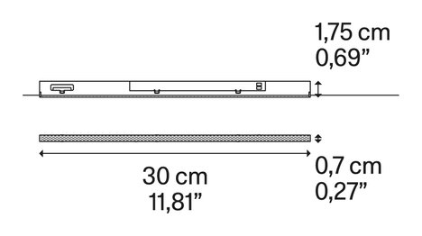 Moduli di Luce Lighting System by Lodes, size drawing: Severine 30 LIGHT LINE