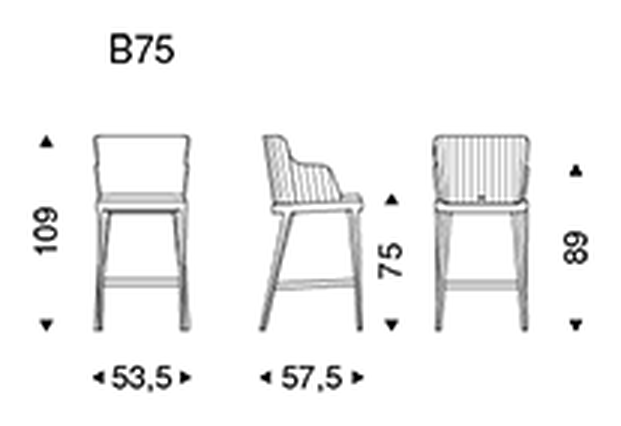 Magda Barré Stool by Cattelan Italia, size drawing 3