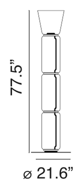 Noctambule Floor Lamp by Flos, size drawing: Noctambule Floor 3 High Cylinder Cone Big Base
