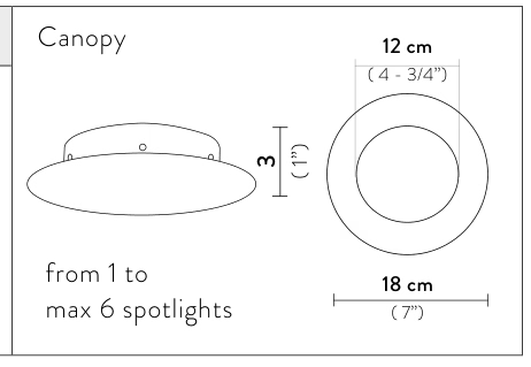 Nuvem Pendant System by Slamp, size drawing: Canopy