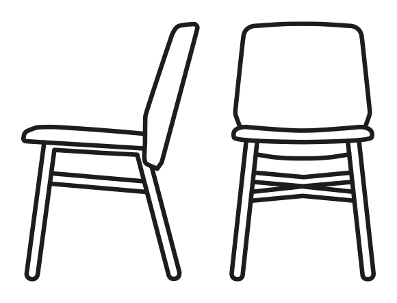 Sibilla Chair by Connubia, size drawing