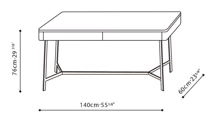 Witty Desk by Camerich, size drawing: C05H1102