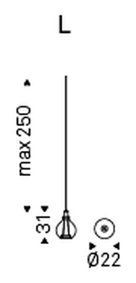 Aladdin Pendant Lamp by Cattelan Italia, size drawing 2
