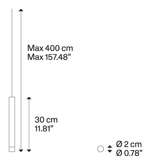A-Tube Nano Cluster Pendant Lamp by Lodes, size drawing: A-Tube Nano small