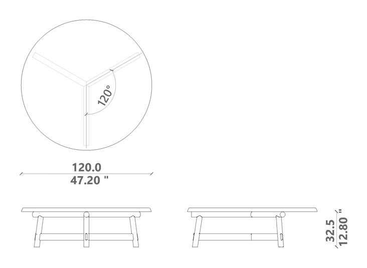 Hydra Coffee Table by Talenti, size drawing: Ø 120