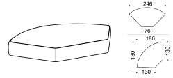 Isla Sofa by Ditre Italia, size drawing: Angular base