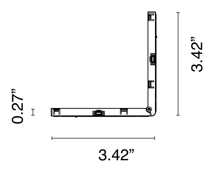Zero Track Pro Recessed System by Flos, size drawing: Inner Corner