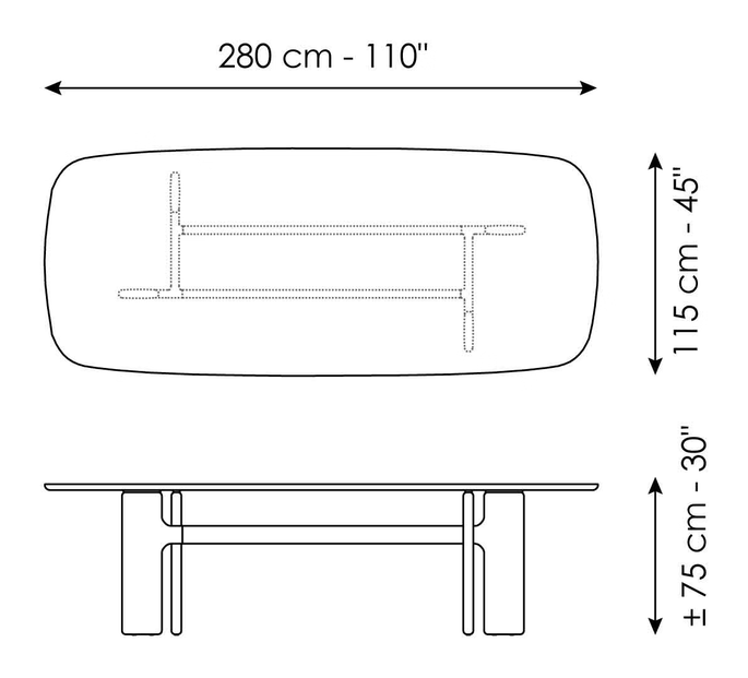 Hippos Dining Table by Bonaldo, size drawing 4
