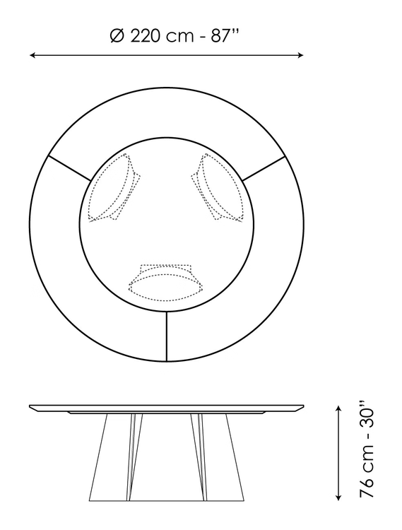 Torii ST Dining Table by Bonaldo, size drawing 3