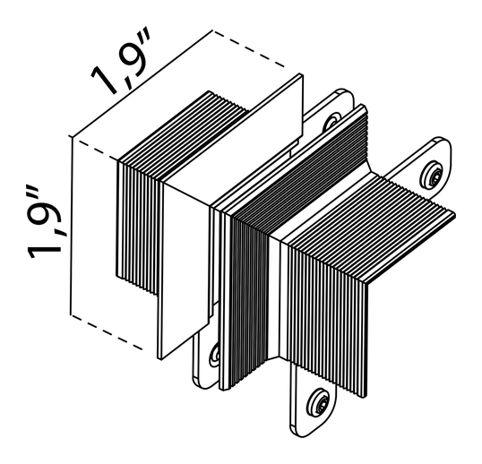 The Tracking Magnet Recessed Track by Flos, size drawing: The Tracking Magnet Recessed Profile Outer Mechanical Corner
