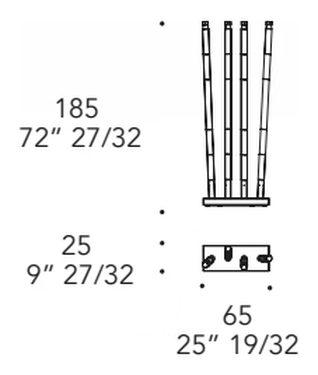 Bamboo Evo Piantana Floor Lamp by Reflex, size drawing