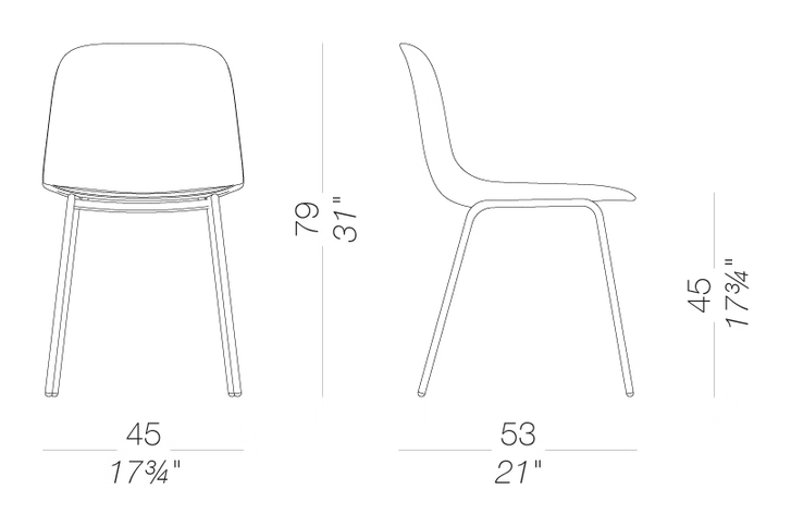 Seela S312 Chair by LaPalma, size drawing
