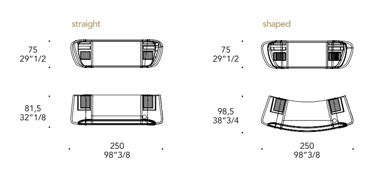 Segno Scrivania Desk by Reflex, size drawing