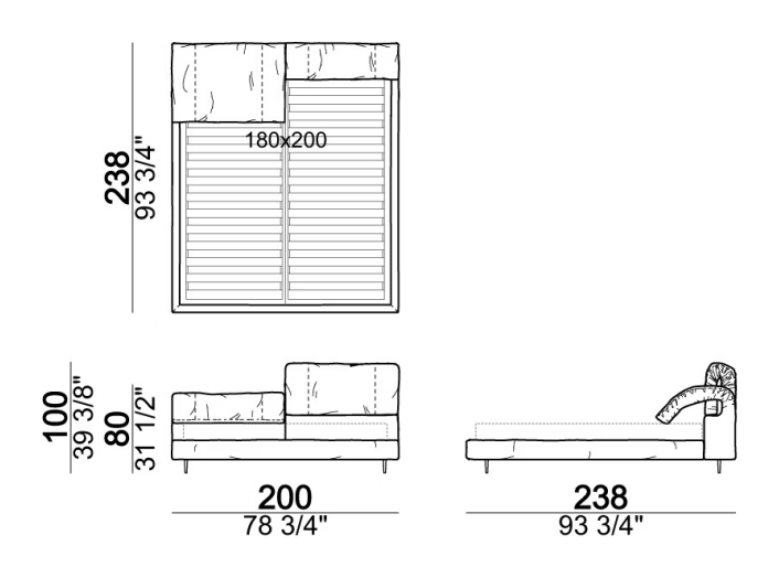 Crazy Dream Bed by Arketipo, size drawing 3