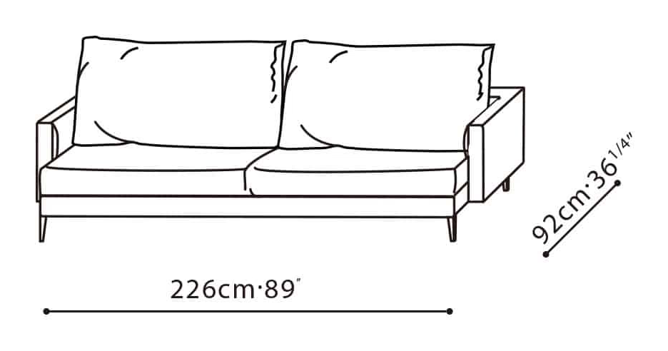 Notting Sofa by Camerich, size drawing: C01D0106
