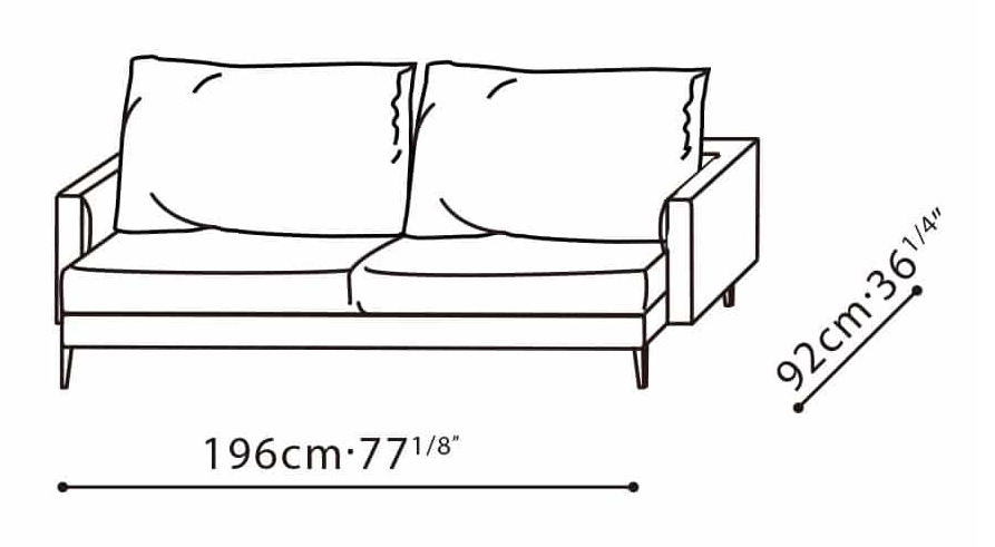 Notting Sofa by Camerich, size drawing: C01D0105