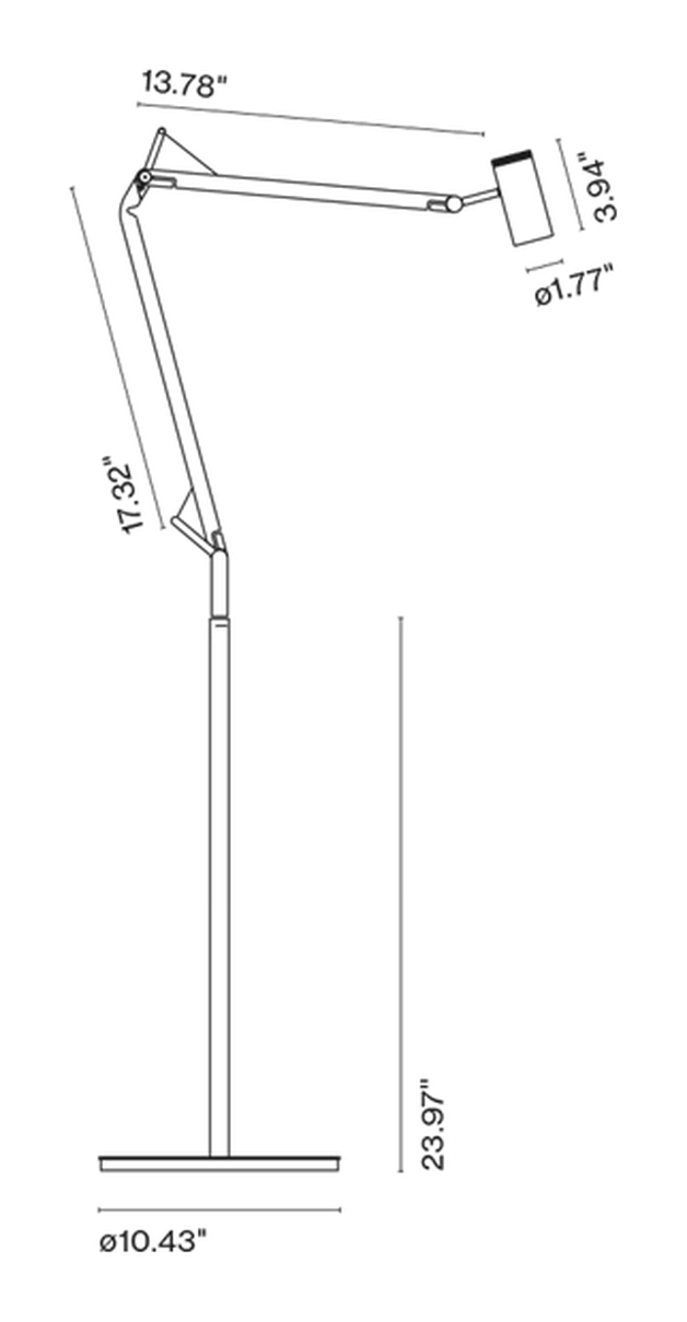 Polo Floor Lamp by Marset, size drawing