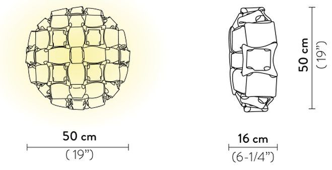 Mida Ceiling/Wall Lamp by Slamp, size drawing: Mida Ceiling/Wall Medium