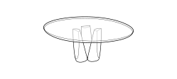 Sentei Dining Table by Ditre Italia, size drawing: Round table diam.180 lacquered base and glass top