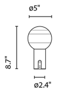 Dipping Light Portable Lamp by Marset, size drawing