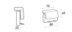 Ada Modular Sofa by Ditre Italia, size drawing: Set padded back 80 and low backrest cushion 70