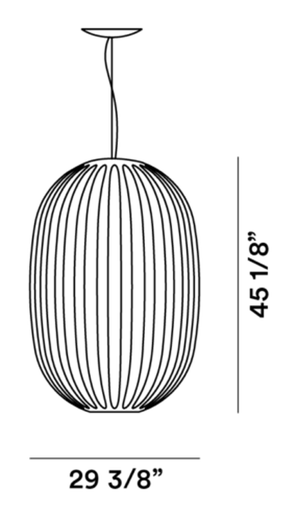 Plass Pendant Lamp by Foscarini, size drawing: Plass Grande