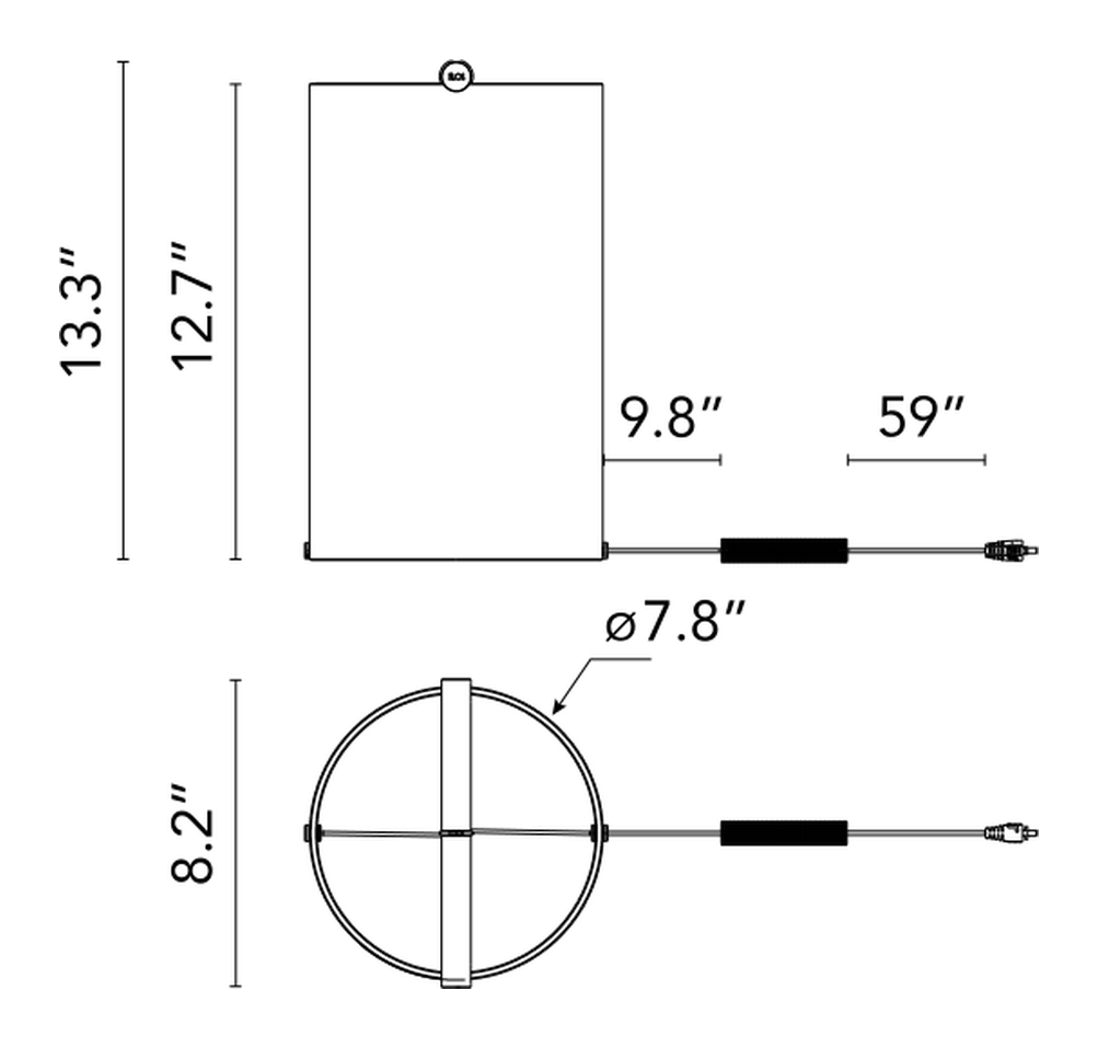 To Tie Table Lamp by Flos, size drawing: To-Tie T2