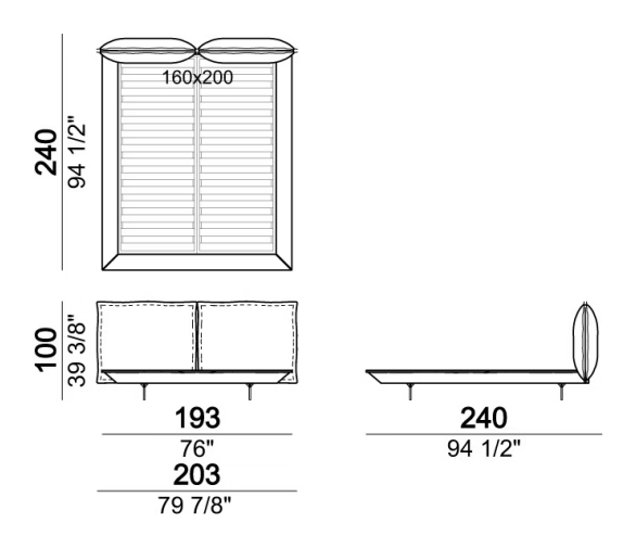 Auto-Reverse Dream Bed by Arketipo, size drawing 1