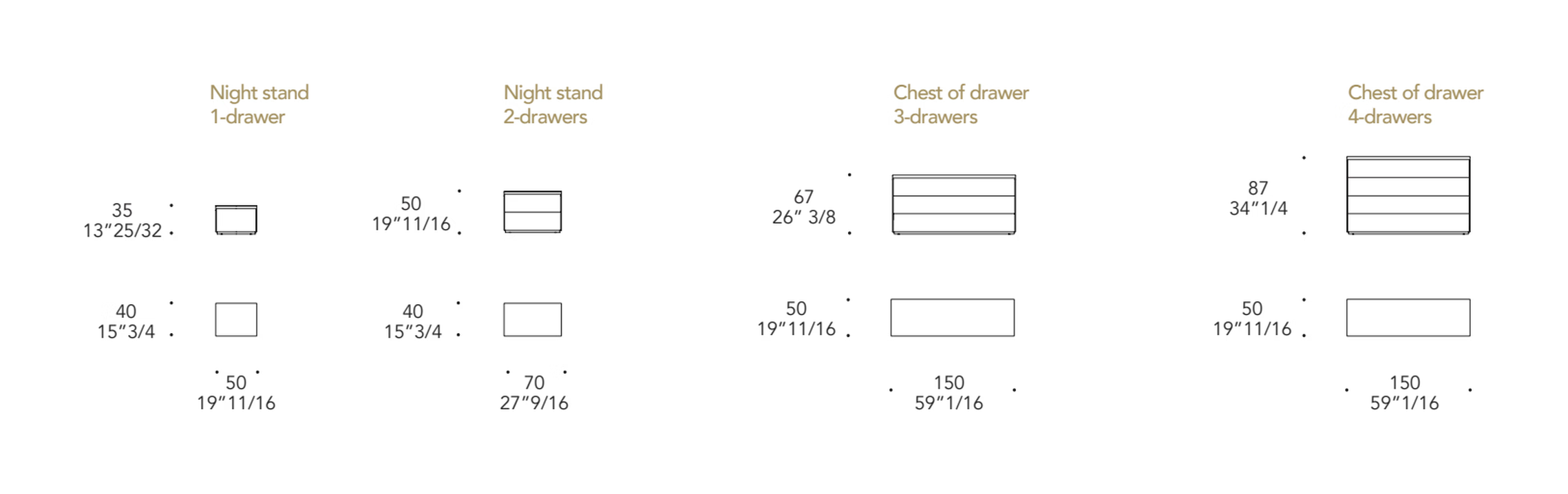 Monolite Comò Dresser by Reflex, size drawing