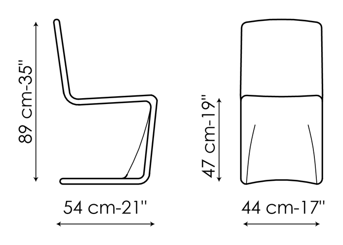 Venere Chair by Bonaldo, size drawing