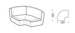 Deck Sofa by Ditre Italia, size drawing: Maxi round corner