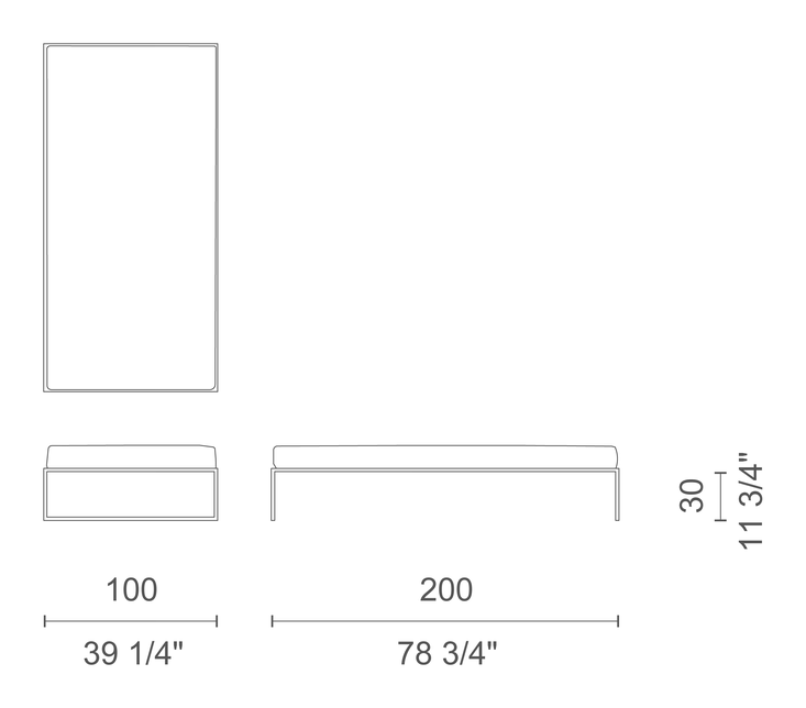 Fronzoni '64 Bed by Cappellini, size drawing: FR_1