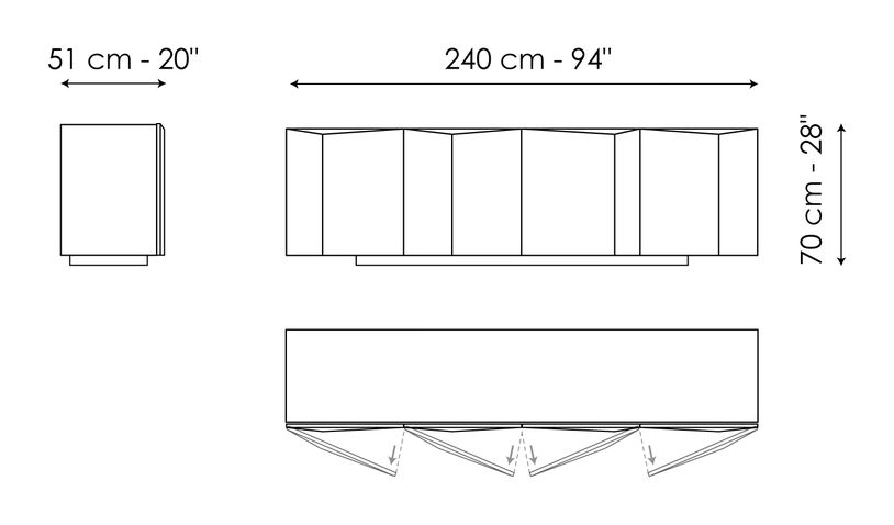 Bernois Sideboard by Bonaldo, size drawing: Bernois 240