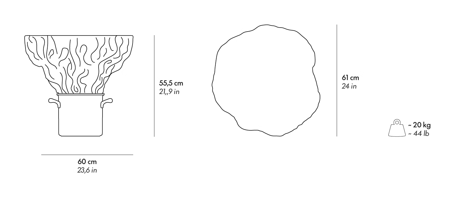 Steam Coffee Table by Gufram, size drawing