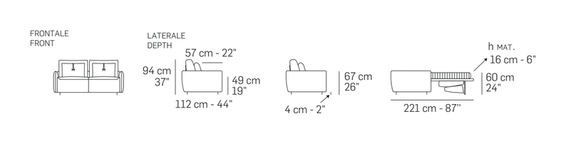Taylor Sofa Bed by Nicoline, size drawing 1