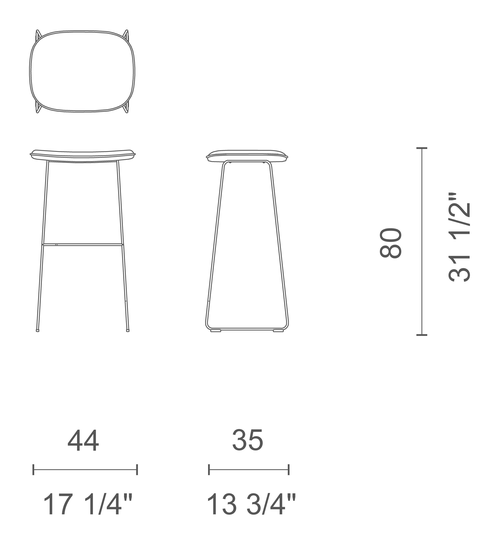 Morrison Stool by Cappellini, size drawing: HP_12B