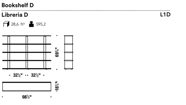 Frame-Shift Bookcase by Moroso, size drawing: Bookshelf D