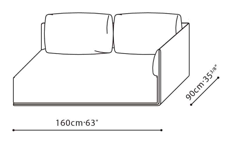 Elan-35 Sofa by Camerich, size drawing: C01F0207