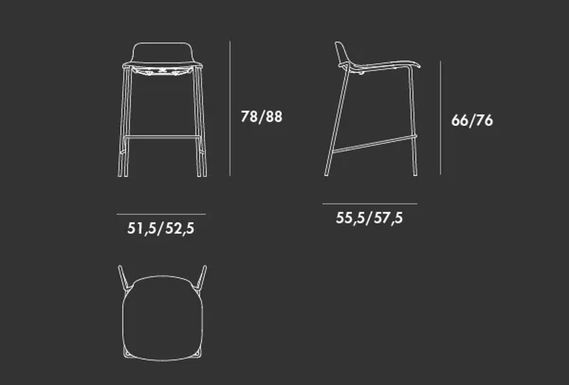 Olly Stool by Sovet, size drawing: Without backrest
