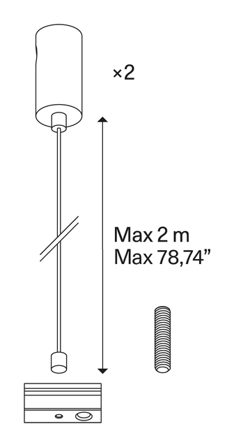 DoubleZero7 Suspended Up&Down Lighting System by Lodes, size drawing: Suspension Kit (×2)
