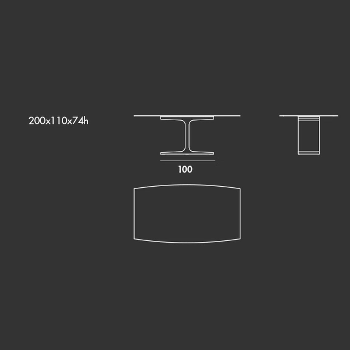 Palace Rectangular Table by Sovet, size drawing: Botte