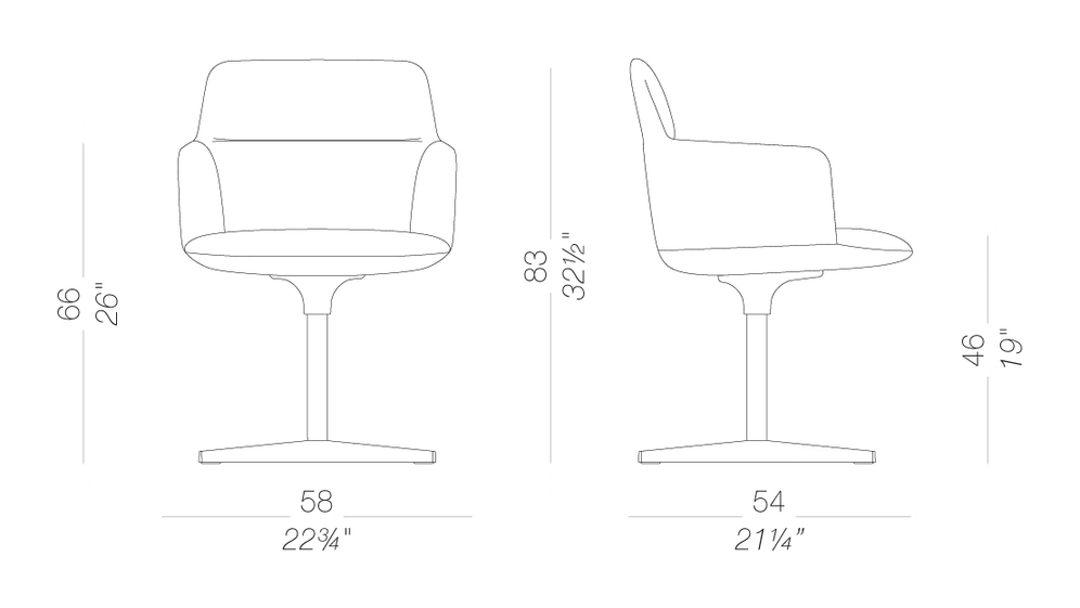 Foil S592 Armchair by LaPalma, size drawing