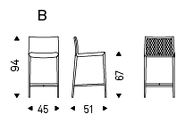 Norma Couture Stool by Cattelan Italia, size drawing 2